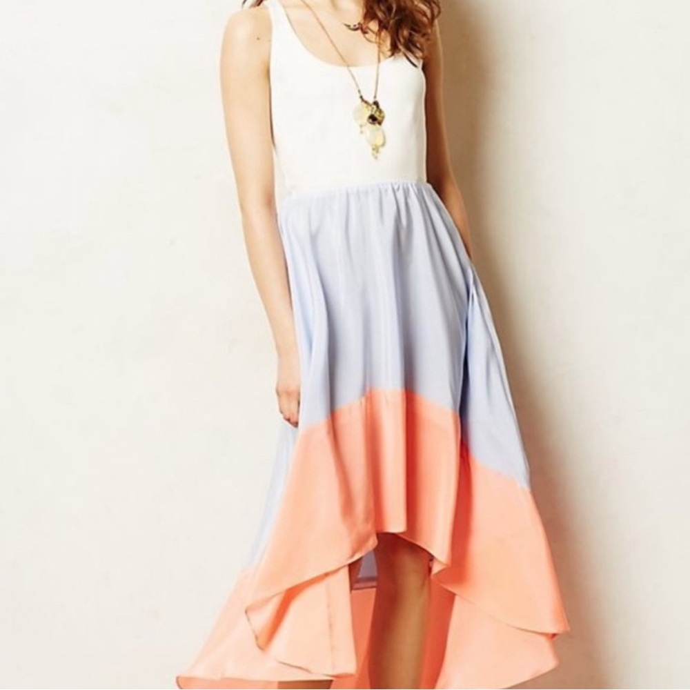 Colorblock Sleeveless Dress - White, Blue, and Peach